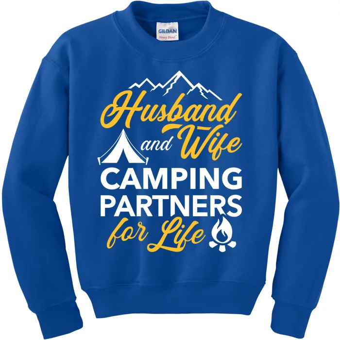 Husband And Wife Camping Partners For Life Gift Kids Sweatshirt