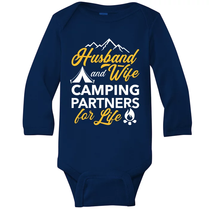 Husband And Wife Camping Partners For Life Gift Baby Long Sleeve Bodysuit