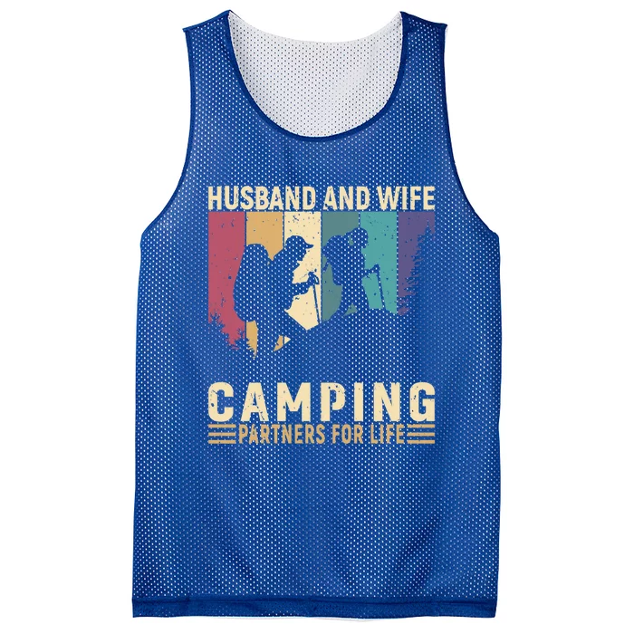 Husband And Wife Camping Partners For Life Funny Gift Mesh Reversible Basketball Jersey Tank