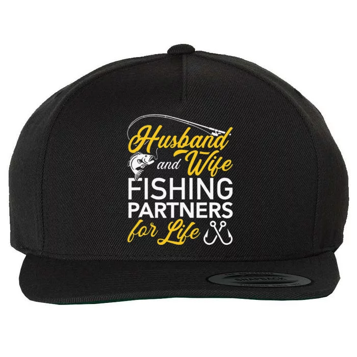 Husband And Wife Fishing Partners For Life Wool Snapback Cap