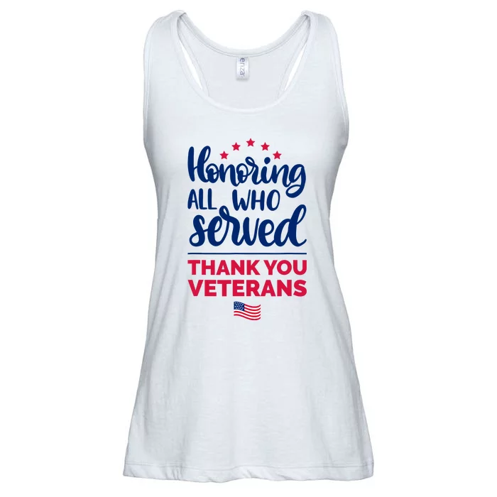 Honoring All Who Served Thank You Veterans Day Ladies Essential Flowy Tank