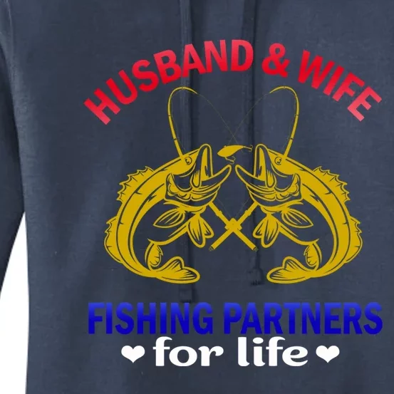 Husband And Wife Fishing Partners For Life Fish Funny Gift Women's Pullover Hoodie