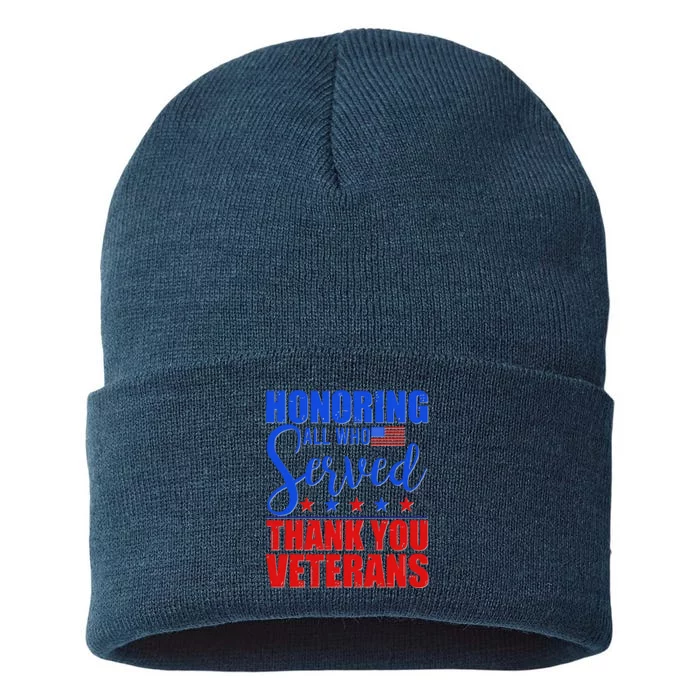 Honoring All Who Served Thank You Veterans Sustainable Knit Beanie