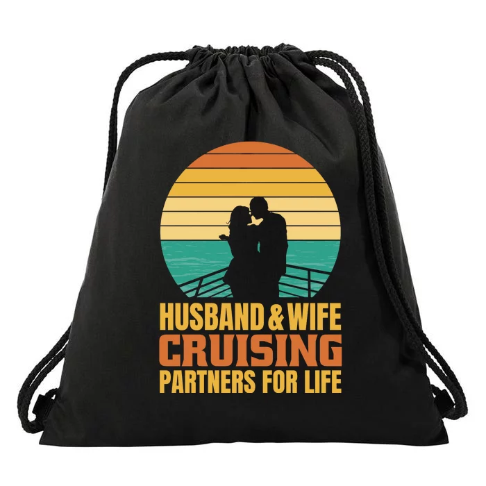 Husband And Wife Cruising Partners For Life Drawstring Bag