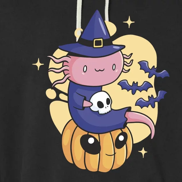 Halloween Axolotl Witch Cute Garment-Dyed Fleece Hoodie