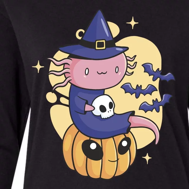 Halloween Axolotl Witch Cute Womens Cotton Relaxed Long Sleeve T-Shirt