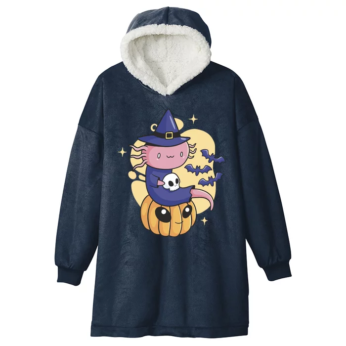 Halloween Axolotl Witch Cute Hooded Wearable Blanket