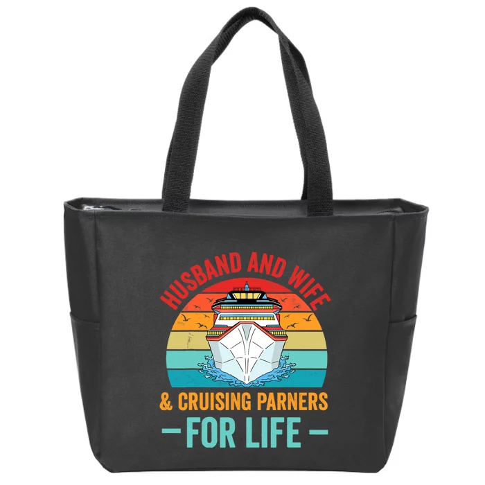 Husband and Wife Cruise Partners For Life Cruising Funny Zip Tote Bag