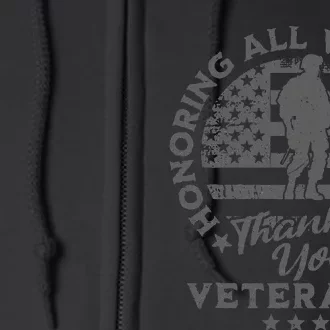 Honoring All Who Served Thank You Veterans Day American Flag Full Zip Hoodie