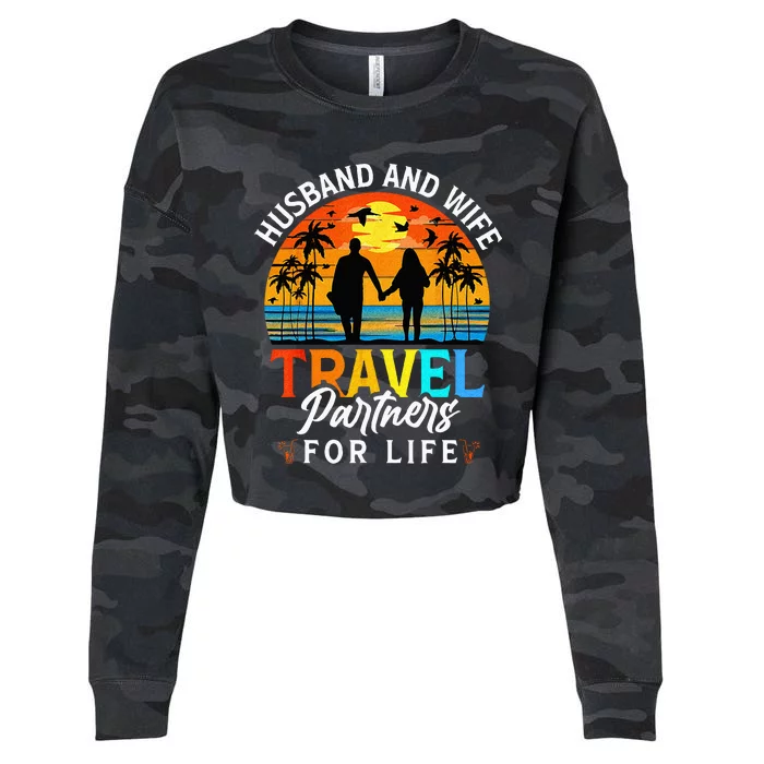 Husband And Wife Travel Partners For Life Beach Traveling Cropped Pullover Crew