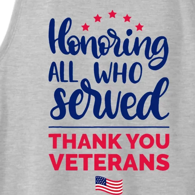 Honoring All Who Served Thank You Veterans Day Wo Ladies Tri-Blend Wicking Tank