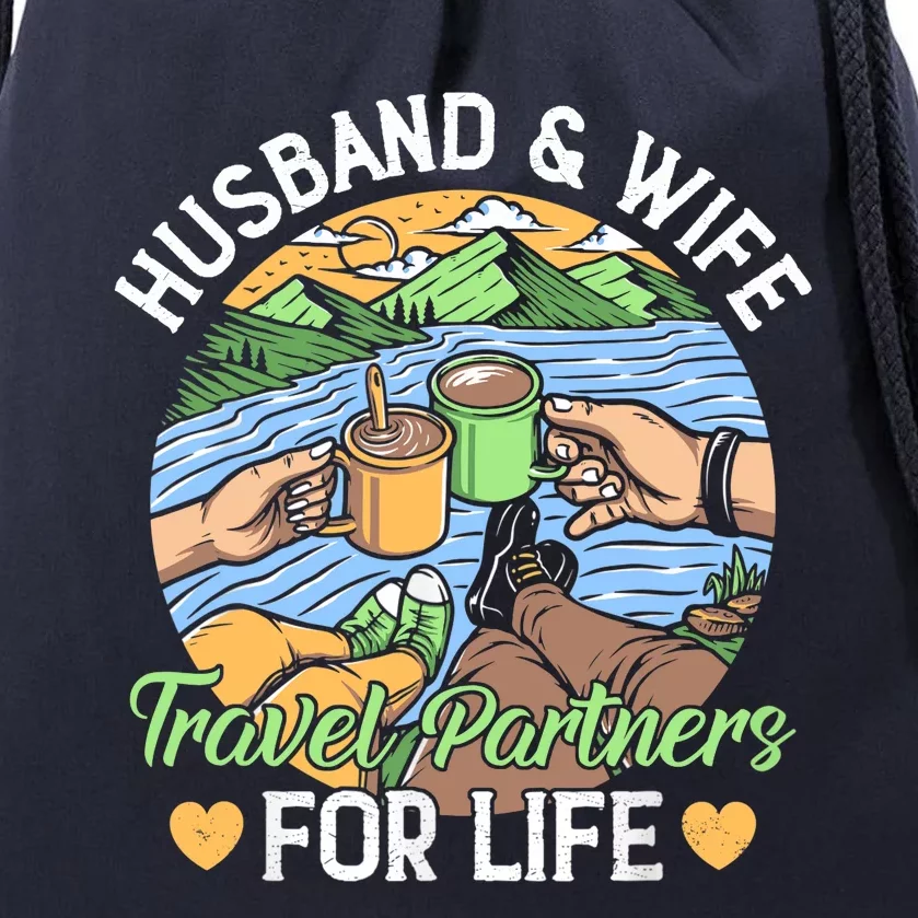 Husband And Wife Travel Partners For Life Beach Traveling Drawstring Bag