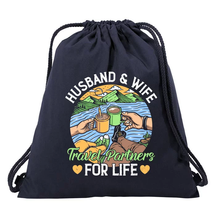 Husband And Wife Travel Partners For Life Beach Traveling Drawstring Bag