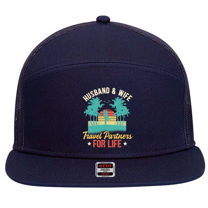 Husband And Wife Travel Partners For Life Beach Traveling 7 Panel Mesh Trucker Snapback Hat