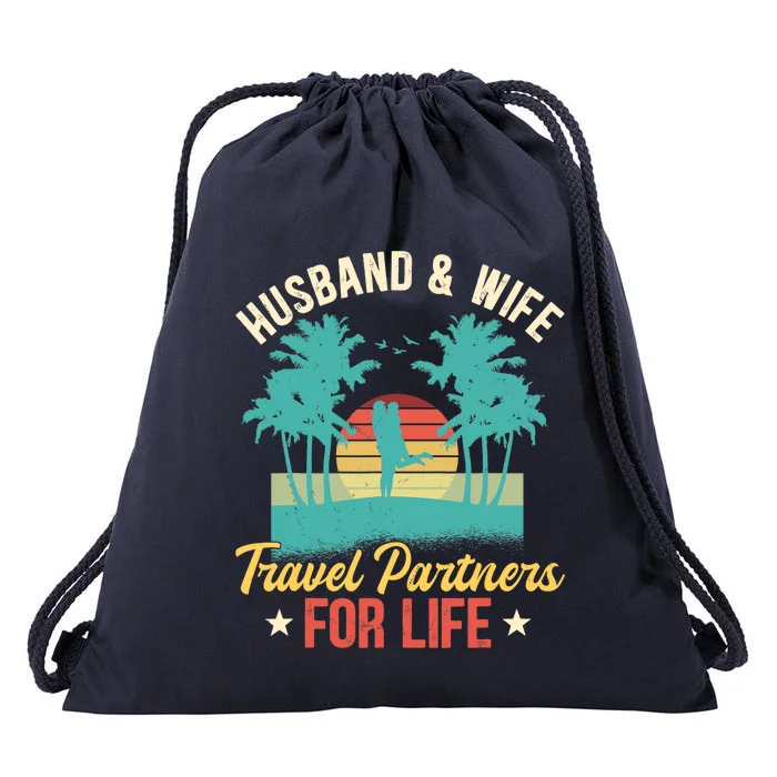 Husband And Wife Travel Partners For Life Beach Traveling Drawstring Bag