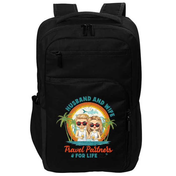 Husband And Wife Travel Partners For Life Retro SummerBeach Impact Tech Backpack