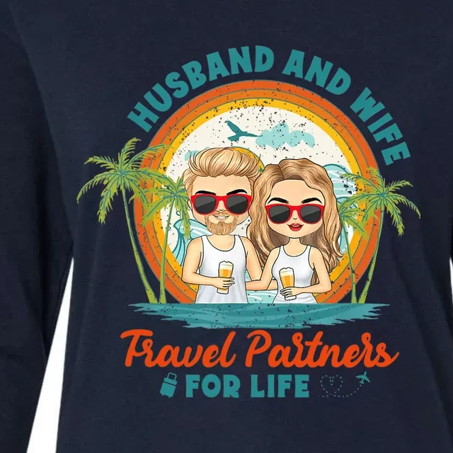 Husband And Wife Travel Partners For Life Retro SummerBeach Womens Cotton Relaxed Long Sleeve T-Shirt