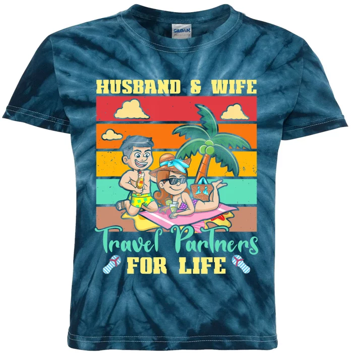 Husband And Wife Travel Partners For Life Beach Traveling Kids Tie-Dye T-Shirt