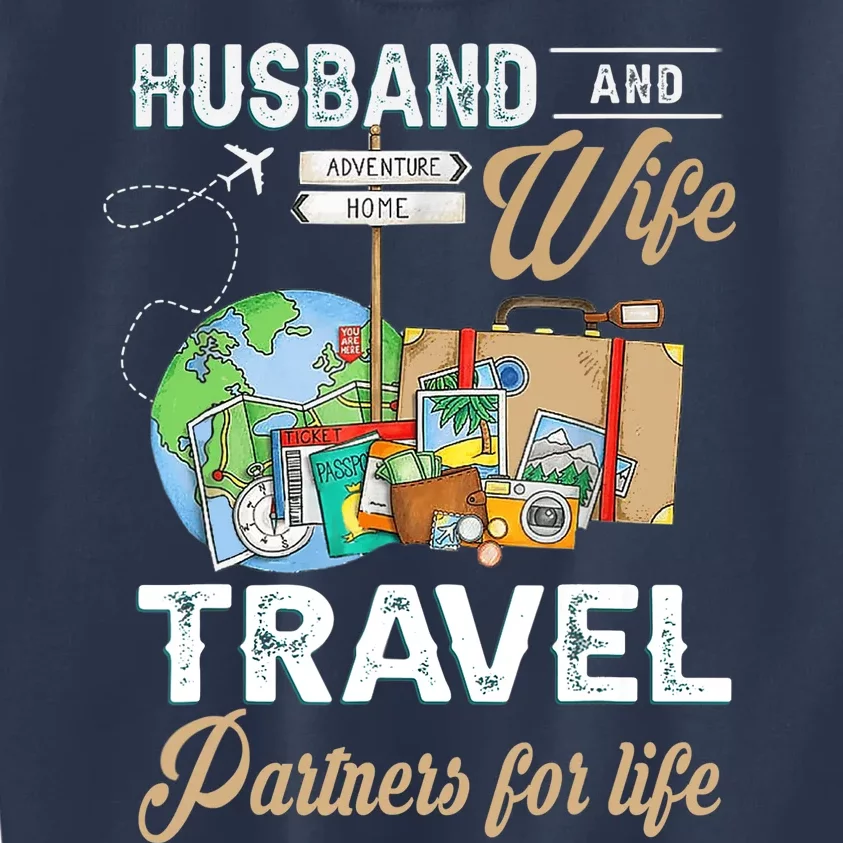 Husband And Wife Travel Partners For Life Funny Couple Kids Sweatshirt