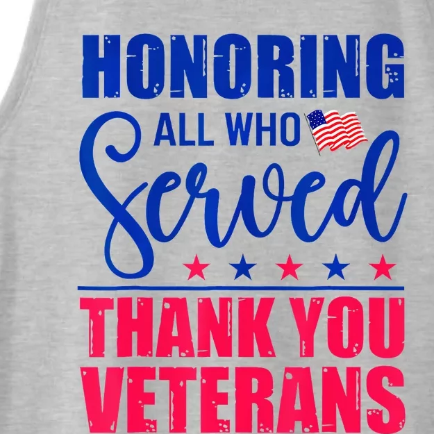 Honoring All Who Served Thank You Veterans Day American Flag Ladies Tri-Blend Wicking Tank