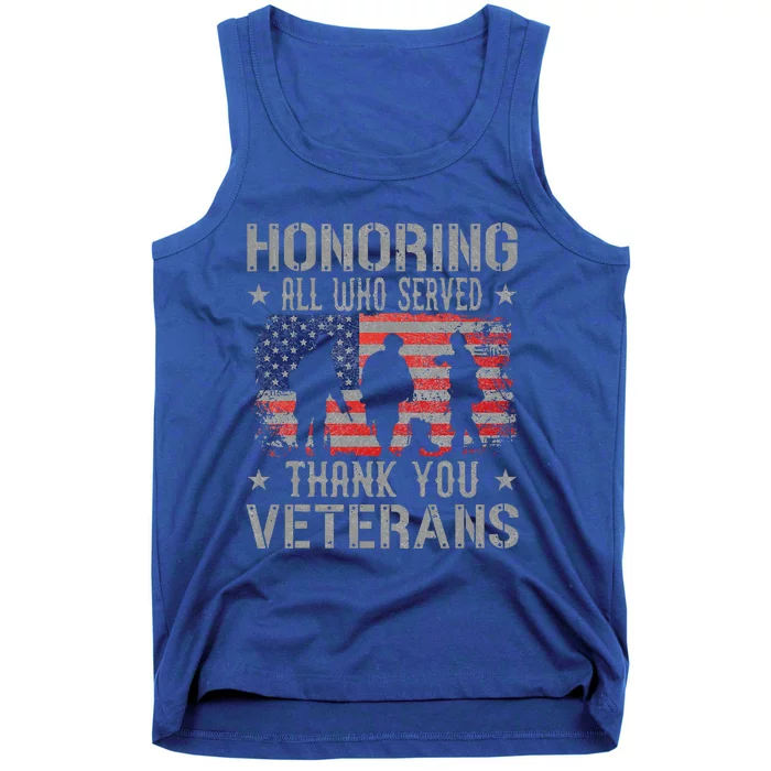 Honoring All Who Served Thank You Veterans Day American Flag Tank Top