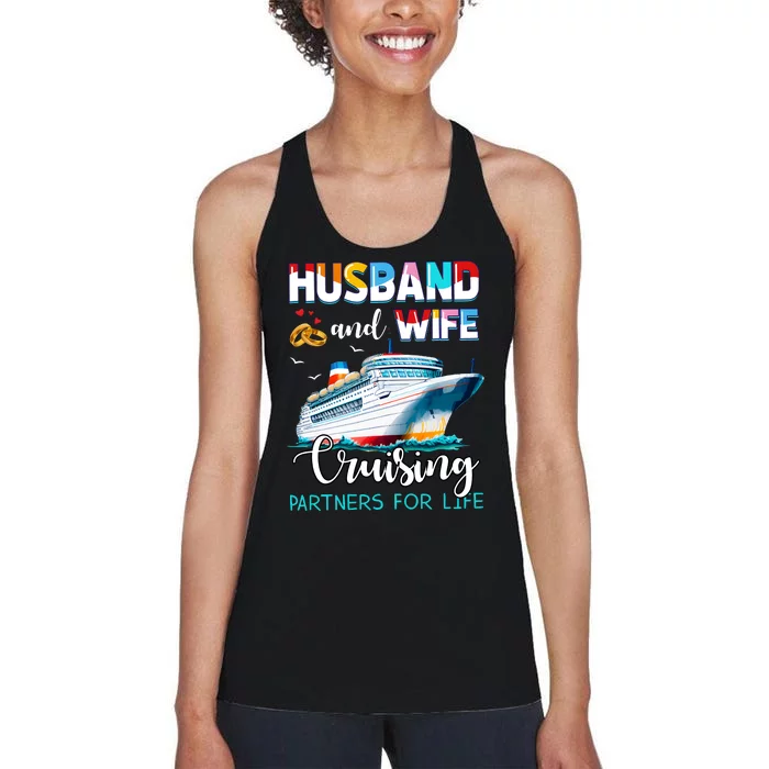 Husband And Wife Couple Cruising Partners For Life Women's Racerback Tank