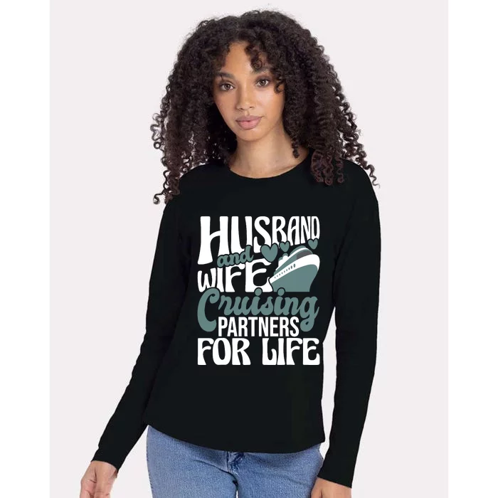 Husband And Wife Cruising Partners For Life Cruiser Cruise Womens Cotton Relaxed Long Sleeve T-Shirt