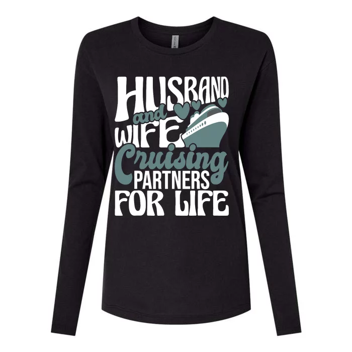 Husband And Wife Cruising Partners For Life Cruiser Cruise Womens Cotton Relaxed Long Sleeve T-Shirt