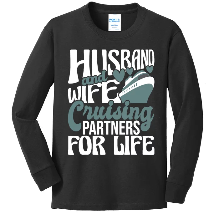 Husband And Wife Cruising Partners For Life Cruiser Cruise Kids Long Sleeve Shirt