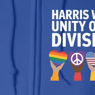 Harris And Walz Love In Action Unity Over Division Gift Full Zip Hoodie