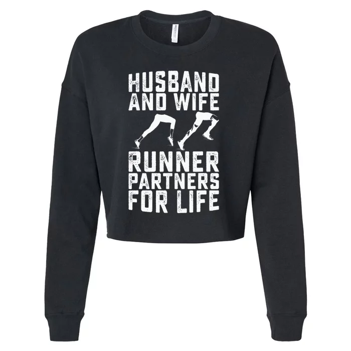 Husband And Wife Runner Partners For Life Running Lovers Cropped Pullover Crew