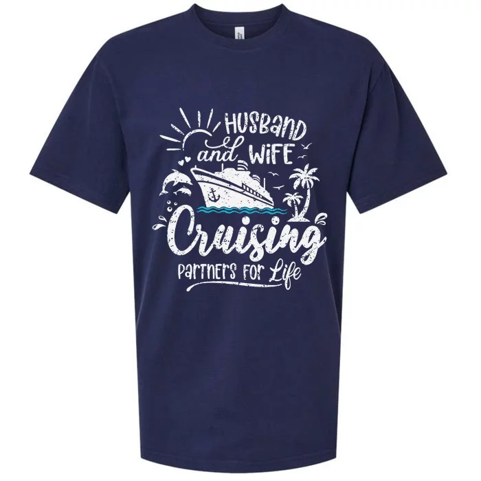 Husband and Wife Cruising Partners For Life Sueded Cloud Jersey T-Shirt