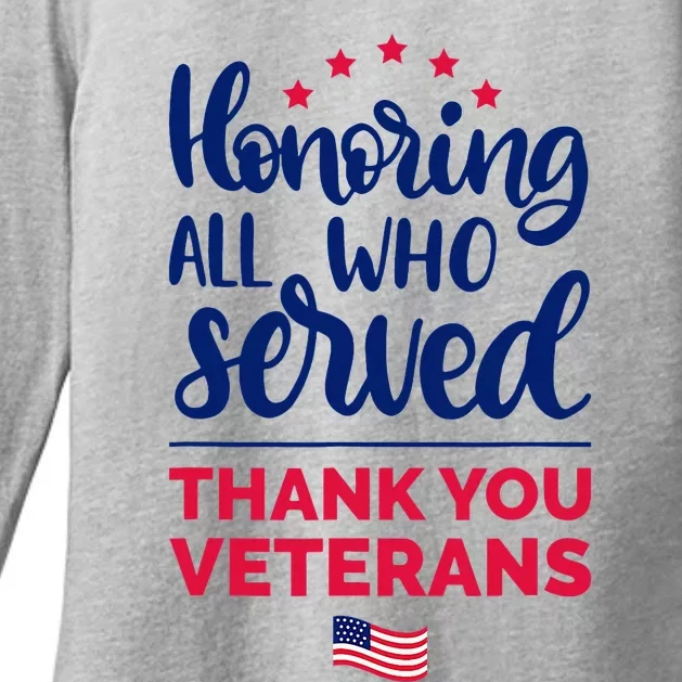 Honoring All Who Served Thank You Veterans Day Womens CVC Long Sleeve Shirt