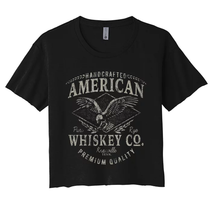 Handcrafted American Whiskey Eagle Vintage Women's Crop Top Tee