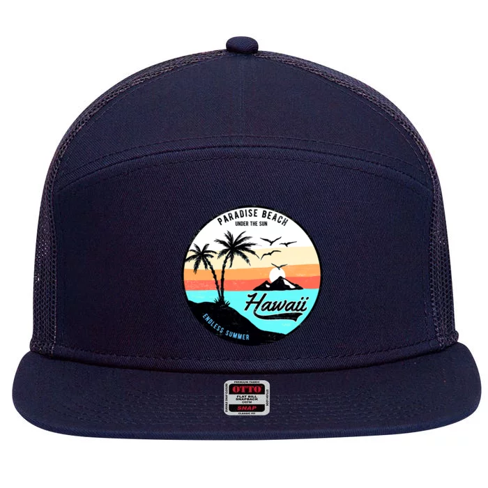 Hawaii Paradise Beach 7 Panel Mesh Trucker Snapback Hat