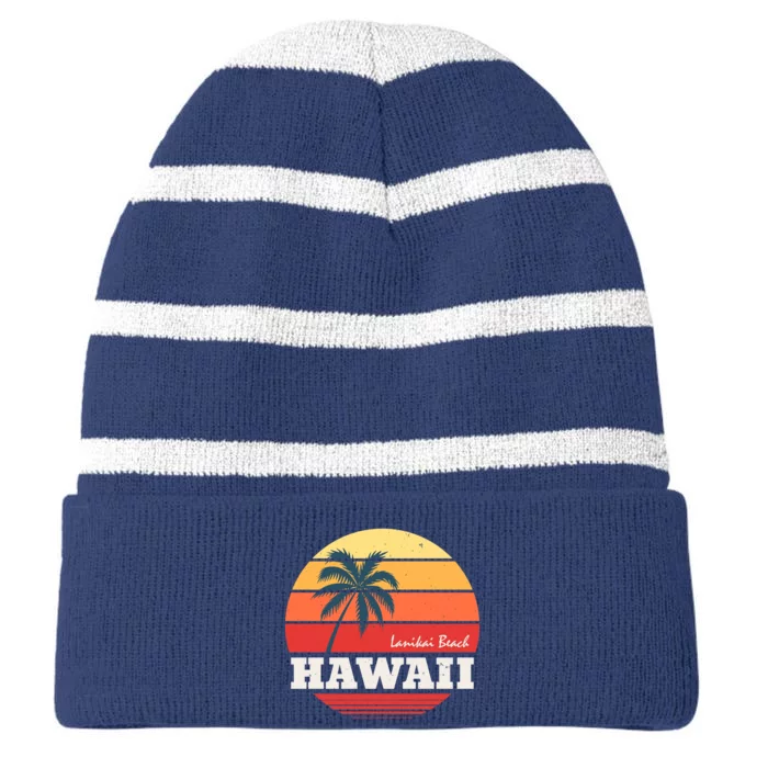 Hawaii Retro Circle Striped Beanie with Solid Band