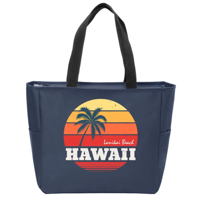 Hawaii Retro Circle Zip Tote Bag