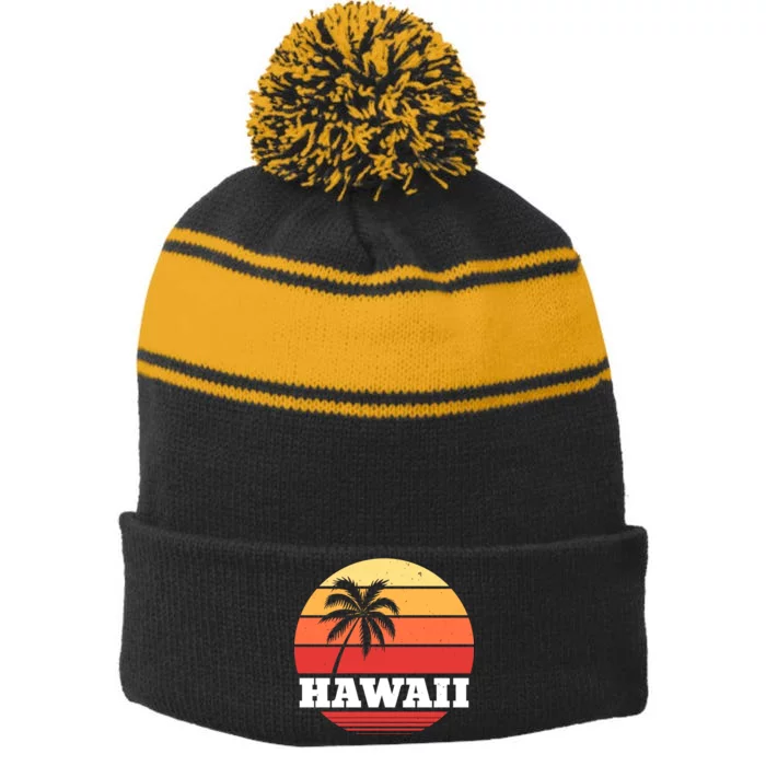 Hawaii Retro Sun Stripe Pom Pom Beanie