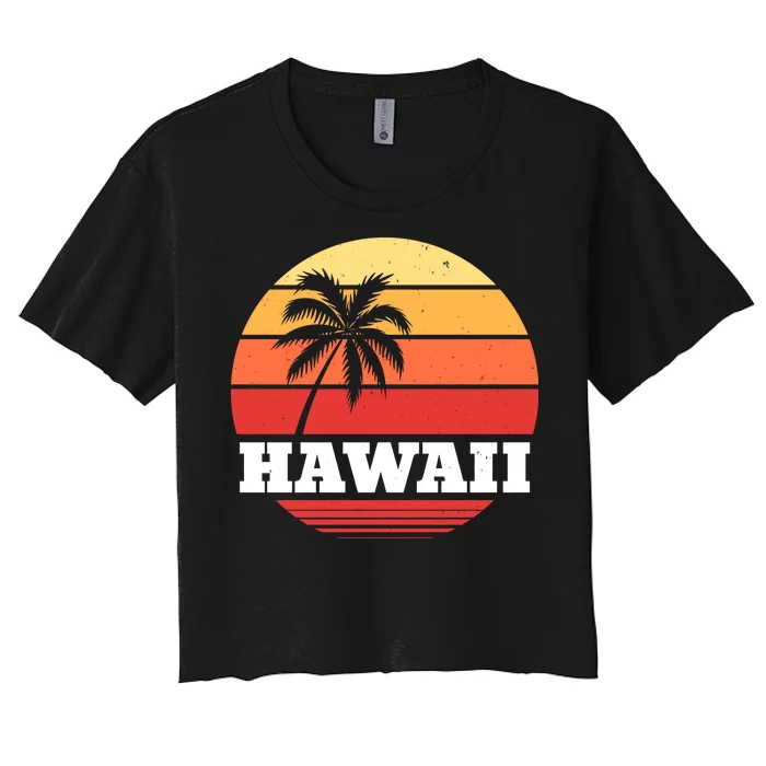 Hawaii Retro Sun Women's Crop Top Tee