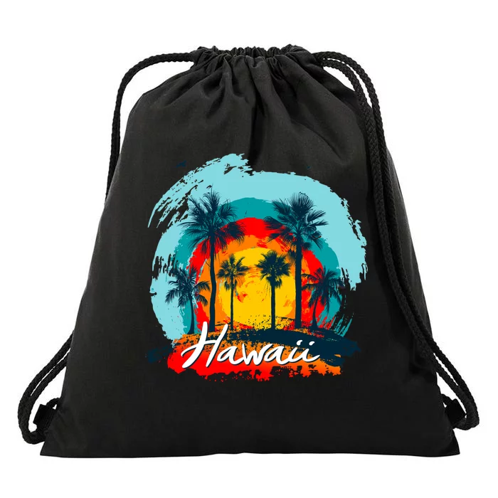 Hawaii Tropical Sunset Drawstring Bag