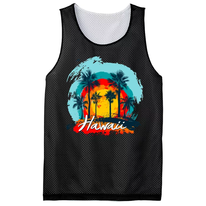 Hawaii Tropical Sunset Mesh Reversible Basketball Jersey Tank