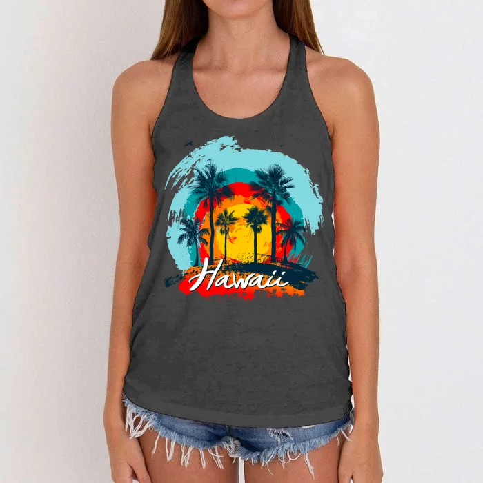 Hawaii Tropical Sunset Women's Knotted Racerback Tank