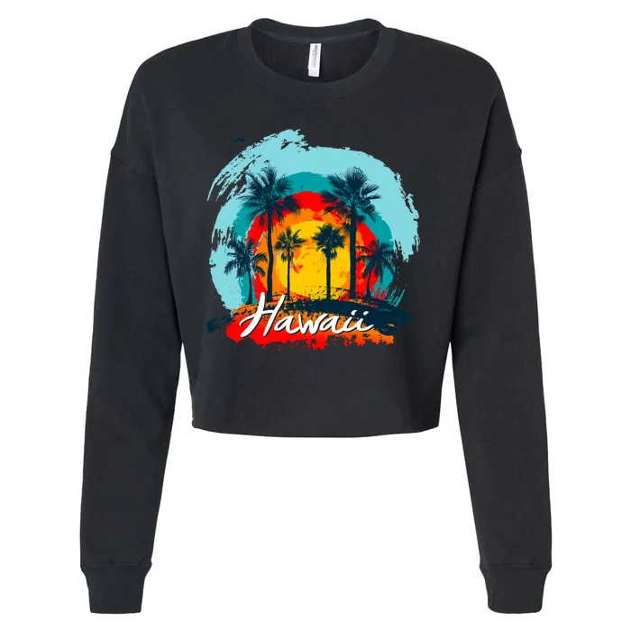 Hawaii Tropical Sunset Cropped Pullover Crew