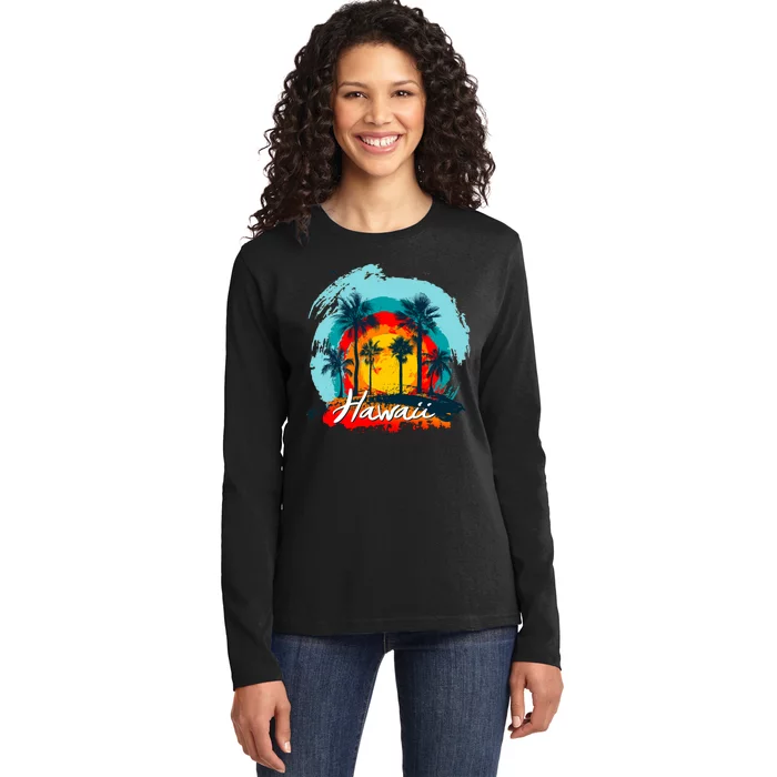 Hawaii Tropical Sunset Ladies Long Sleeve Shirt