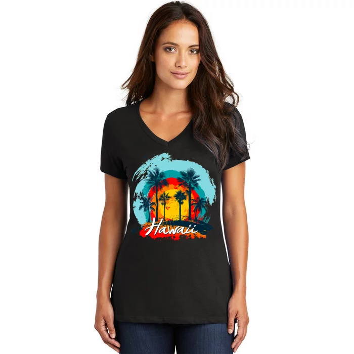 Hawaii Tropical Sunset Women's V-Neck T-Shirt