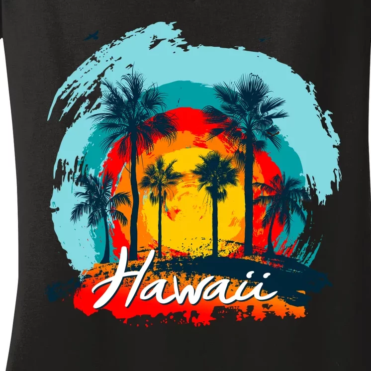 Hawaii Tropical Sunset Women's V-Neck T-Shirt