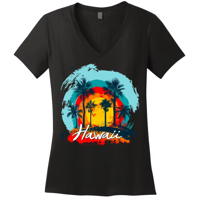 Hawaii Tropical Sunset Women's V-Neck T-Shirt