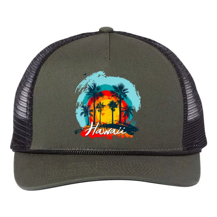 Hawaii Tropical Sunset Retro Rope Trucker Hat Cap