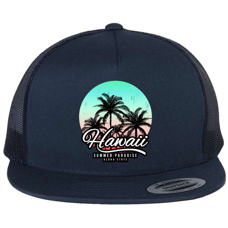 Hawaii Vintage Logo Flat Bill Trucker Hat