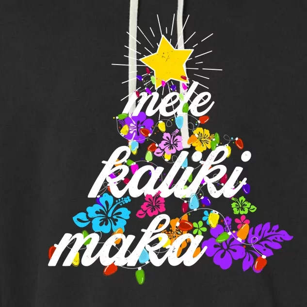 Hawaiian Mele Kaliki Maka Christmas Tree Garment-Dyed Fleece Hoodie